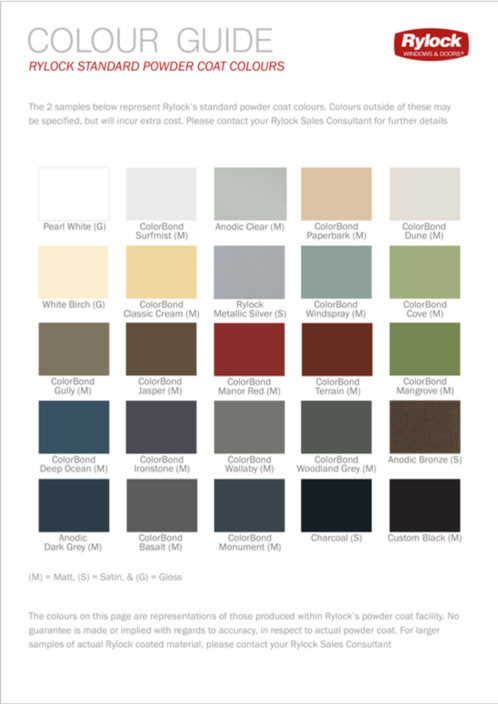 Colour Chart - Rylock